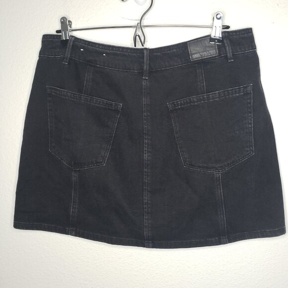 American Eagle Women's Sz 12 Black Button Front Denim Mini Skirt - Picture 3 of 7